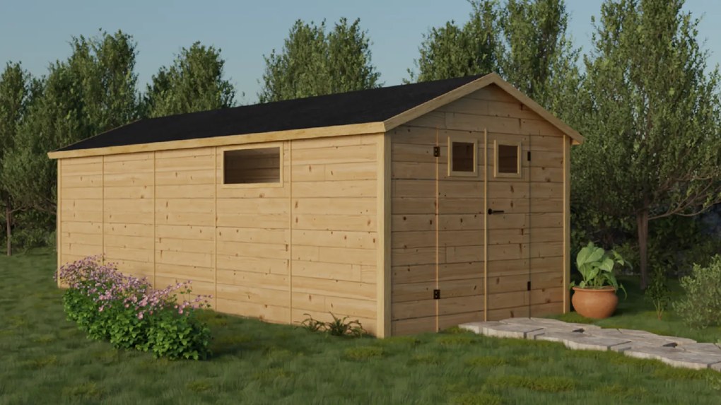 Drevený domček KONVALINKA (2,7 × 6,45 m)