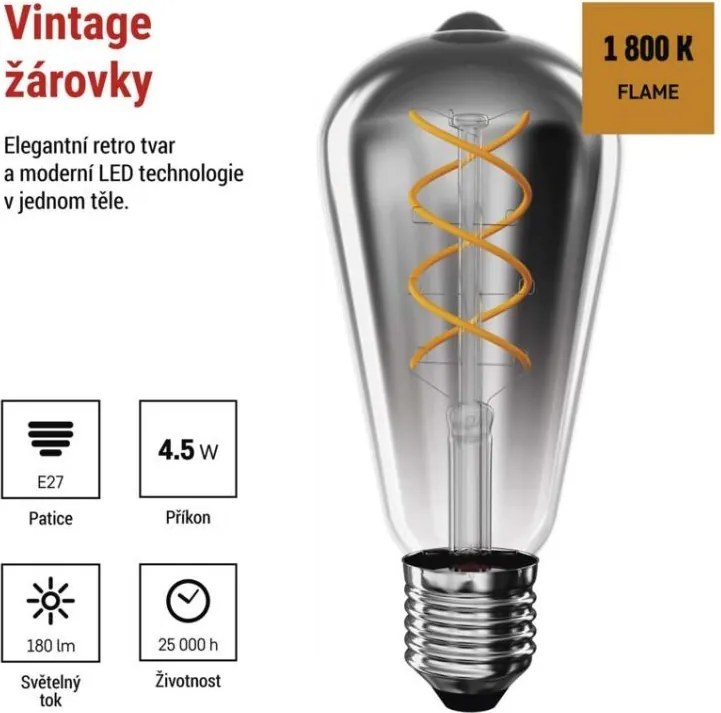 LED žiarovka DECO dymová ST64 teplá biela