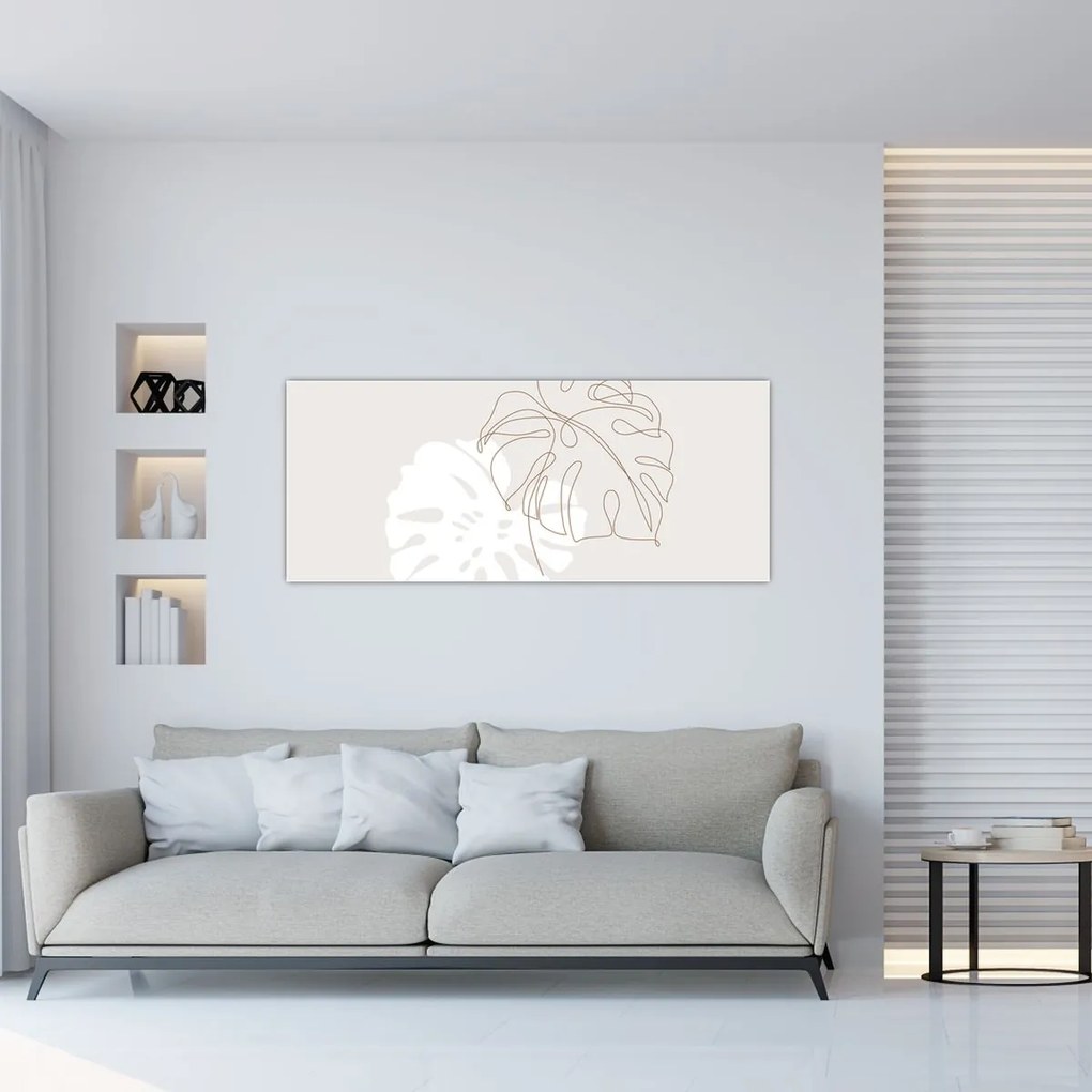 Obraz - Line art monstera N⁰2 (120x50 cm)
