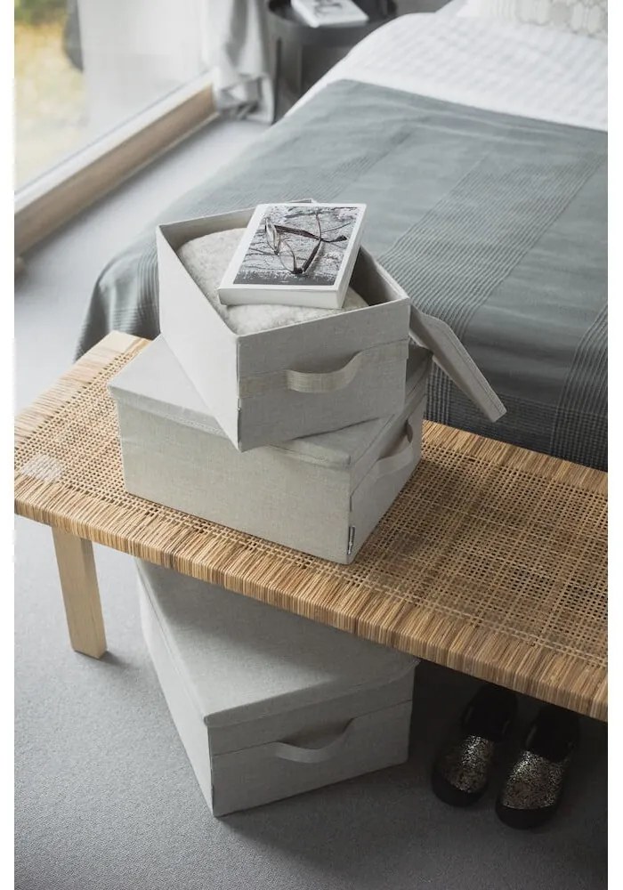 Béžový látkový úložný box s vekom 35x26x19 cm Soft Storage – Bigso