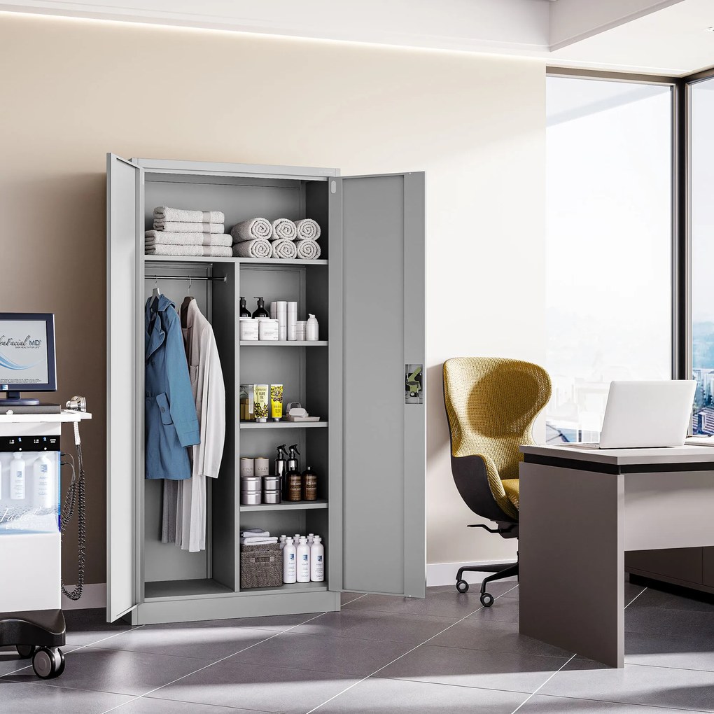 Kovová šatňová skriňa DAWID, 900 x 1850 x 450 mm, šedá