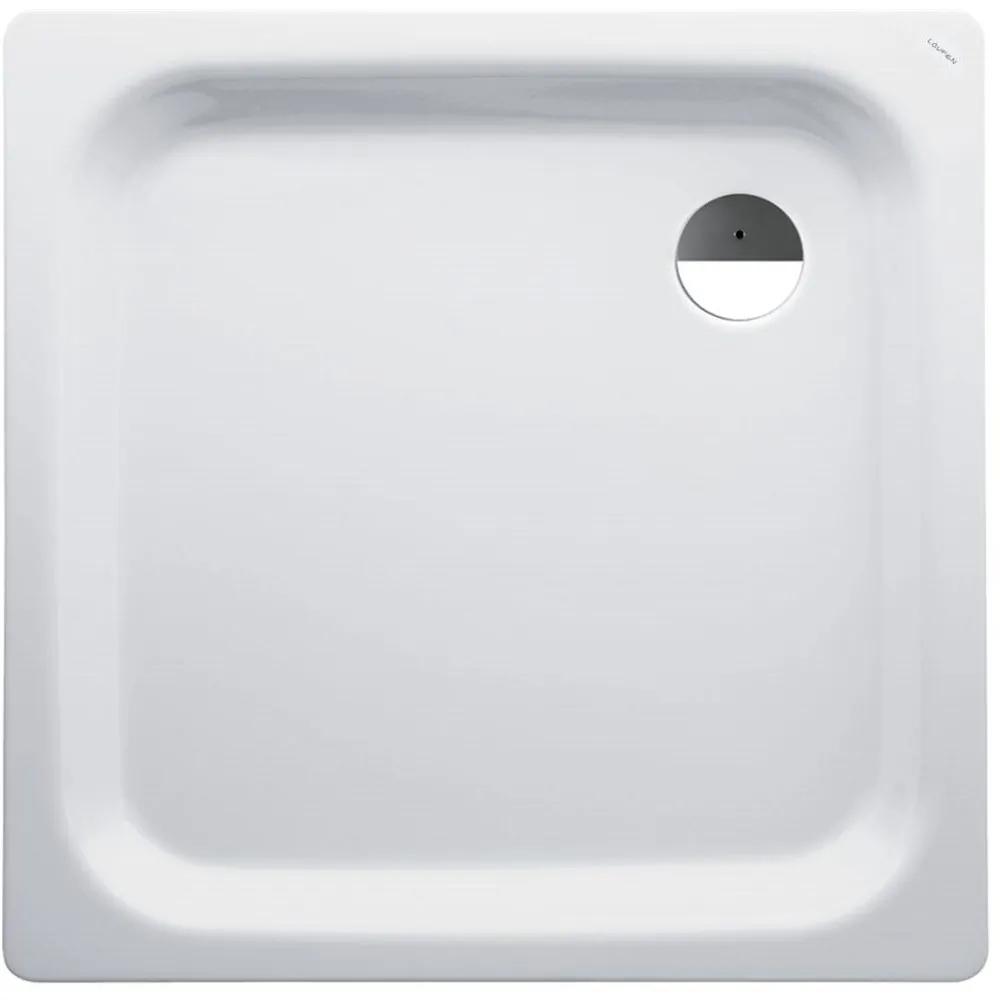 LAUFEN Platina štvorcová sprchová vanička zo smaltovanej ocele, odtok v rohu, 900 x 900 x 65 mm, biela, s protišmykom, H2150126000401