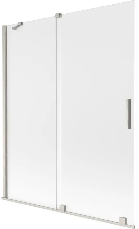 Mexen Velar, 2-krídlová posuvná vaňová zástena 140 x 150 cm, 8mm sklo námraza, brúsená oceľ, 896-140-000-31-97