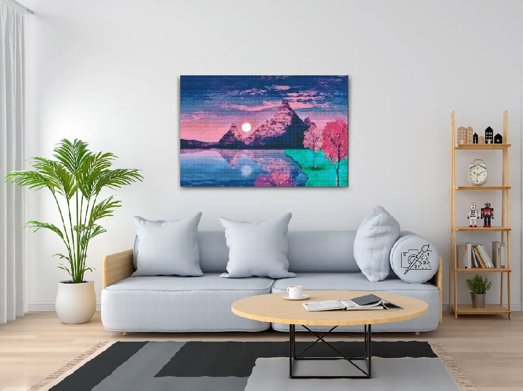 Gario Diamantové maľovanie Západ slnka pri jazere 2 Rozmery: 120 x 80 cm, Rámovanie: Iba zrolované plátno, Diamanty: Štvorcové