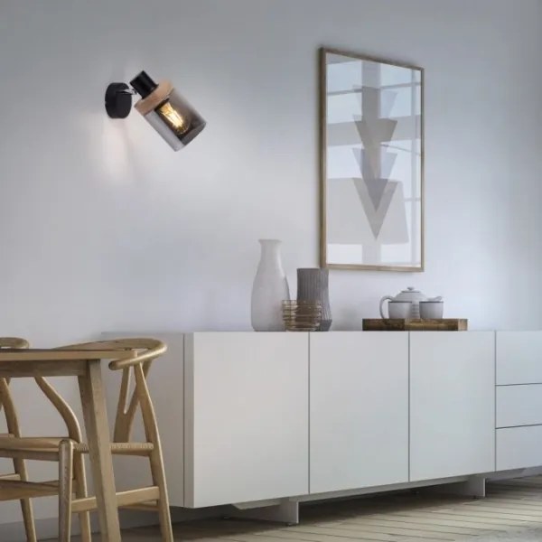 JUST LIGHT. 11311-18 -Nástenné b. svietidlo PASQUAL 1xE27/40W/230V čierna/gumovník