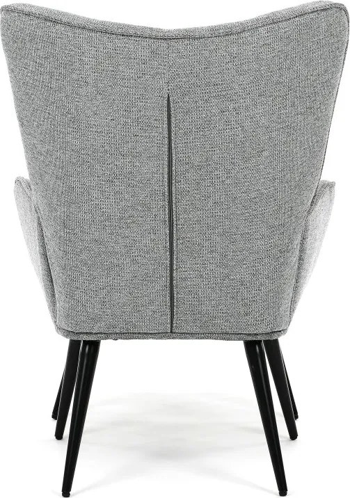 Relaxačné kreslo ušiak s taburetom ROYAL II — kov, látka, sivá