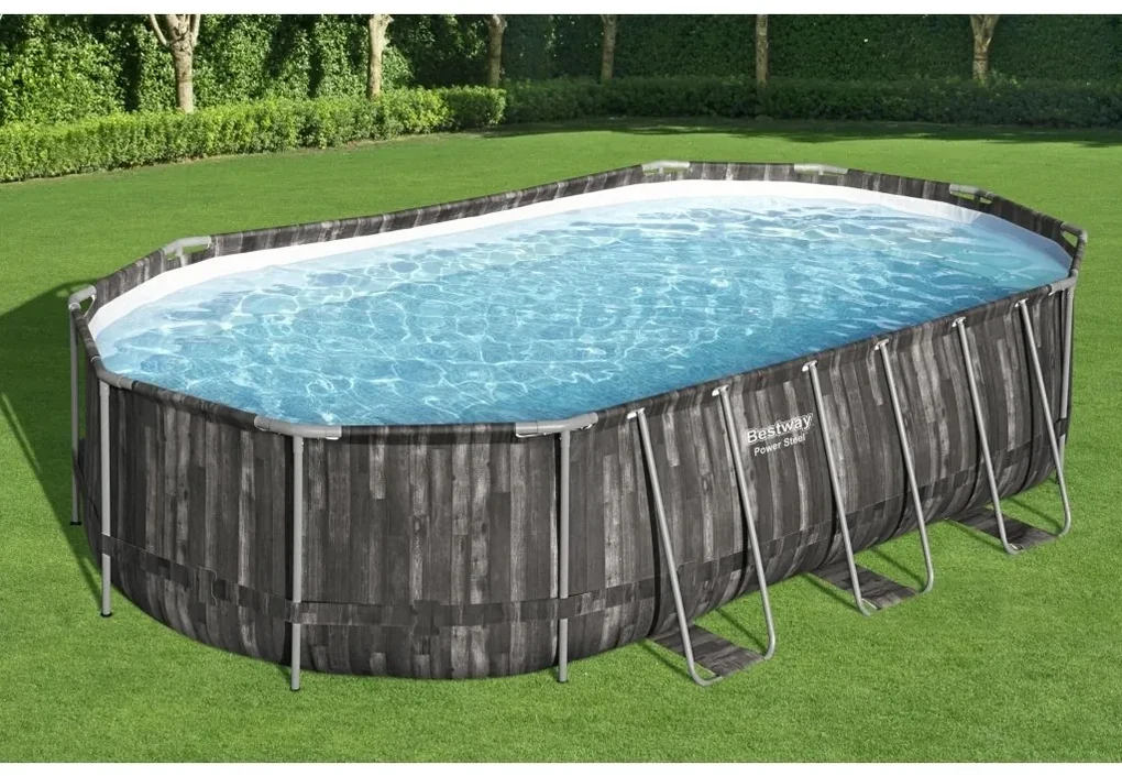 Marimex | Bazén Florida SWING 6,10x3,66x1,22m s kartušovou filtráciou a príslušenstvom - motív Tmavé drevo | 10340311