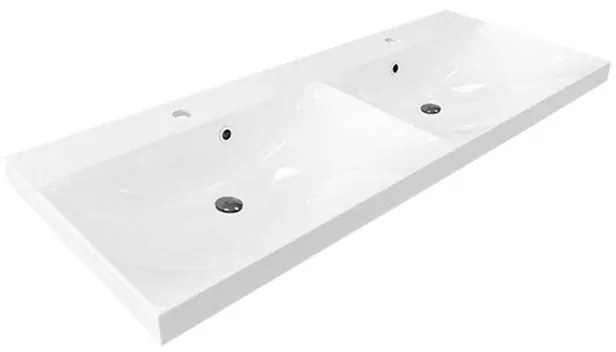 Mereo, Mailo, kúpeľňová skrinka s umývadlom z liateho mramoru 121 cm, biela, MER-CN518M