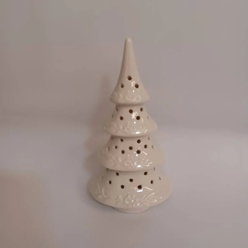 DECOLED Keramický stromček, 9 x 7,4 x 17,8 cm, teplá biela, 2xLR44