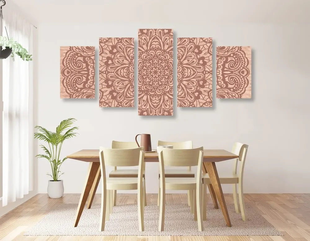 5-dielny obraz kvetinová Mandala