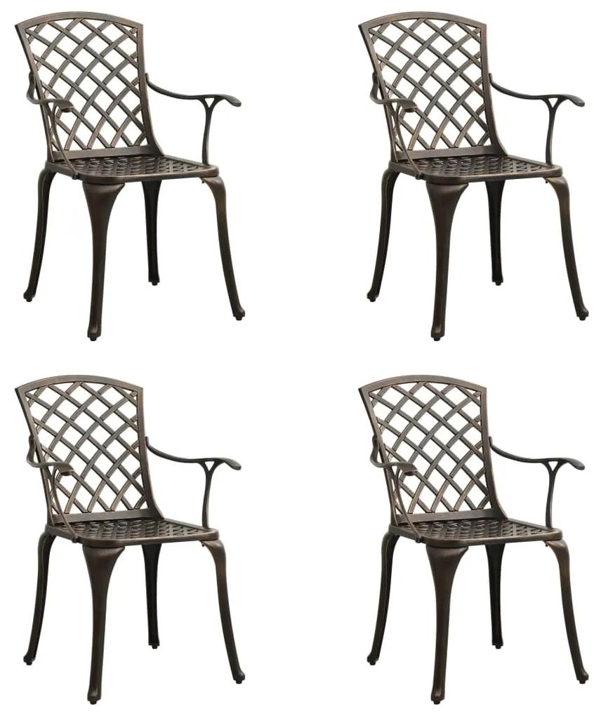 Záhradné stoličky 4 ks odlievaný hliník bronzové