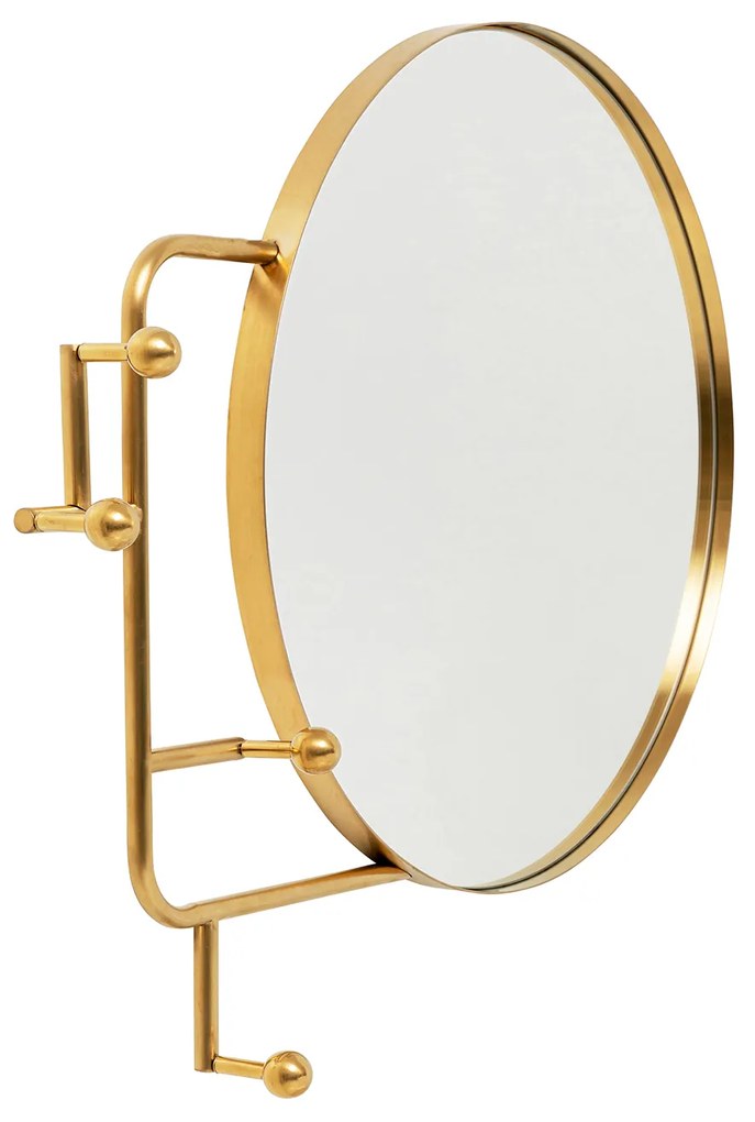 Tristan zrkadlo s vešiakmi zlaté Ø65 cm