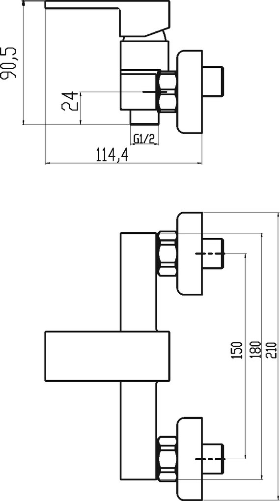 Novaservis Titania Cube, sprchová nástenná batéria bez príslušenstva, chrómová, 98860/1,0