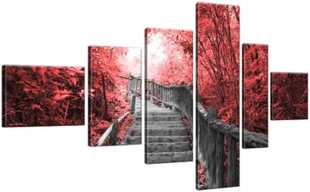 Obraz na plátne Schody v červenom lese 180x100cm 2572A_6E