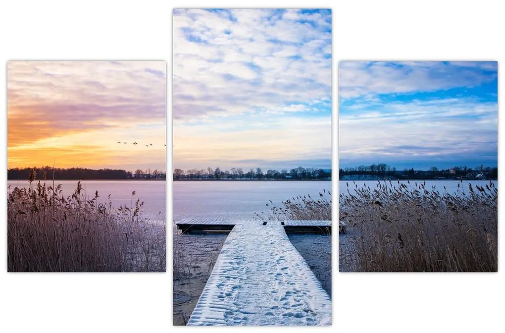 Obraz - Zamrznuté jazero, Ełk, Mazury, Poľsko (90x60 cm)