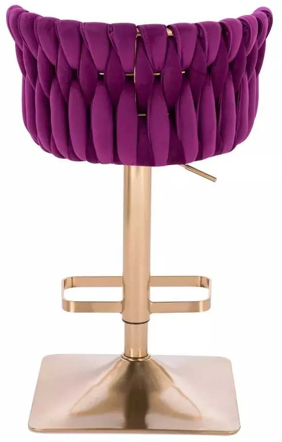 LuxuryForm DESIGN Barová stolička LYON VELUR na zlatej hranatej podstave - fuchsia