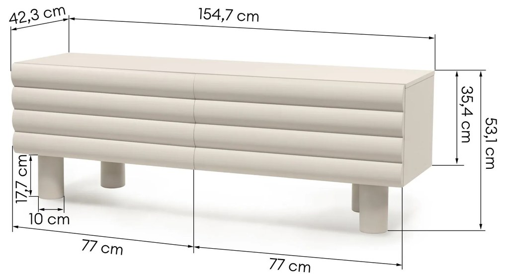 Televizní stolek Anatra 154 cm kašmír