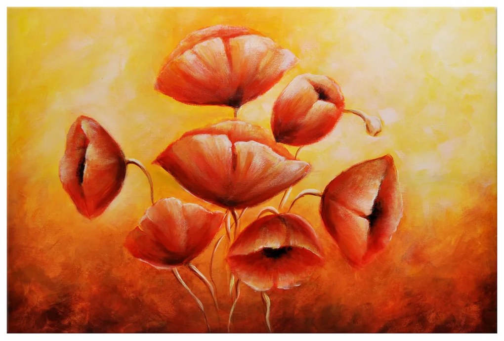 Gario Ručne maľovaný obraz Červené maky Rozmery: 100 x 70 cm