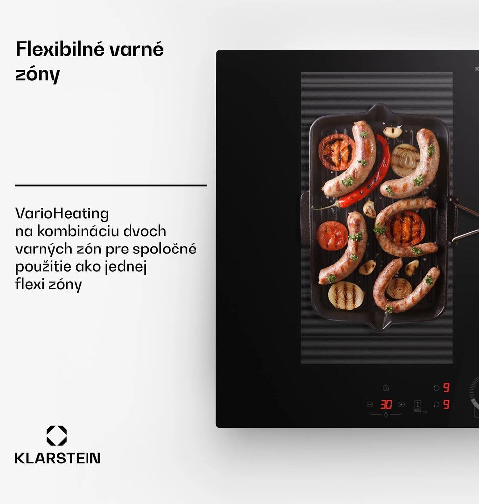 Klarstein Delicatessa 70 Flex, vstavaná indukčná varná doska, 4 zóny, 7000 W, sklokeramika