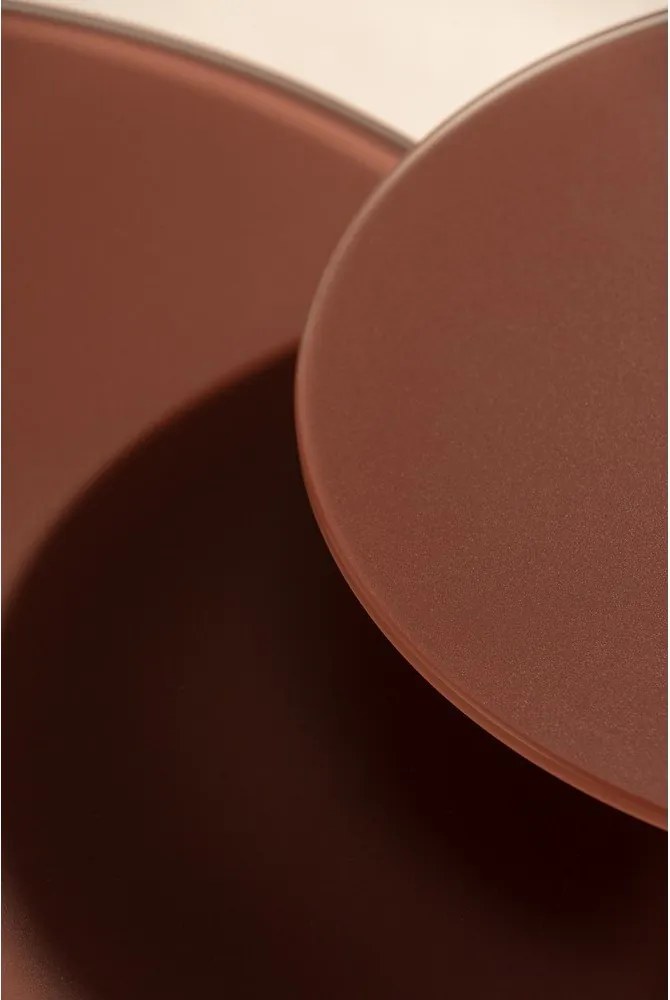 Hnedé okrúhle konferenčné stolíky v súprave 2 ks so sklenenou doskou ø 80 cm Vida – MOME