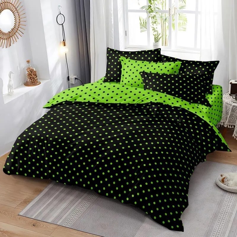 Obliečky DOTS and COLOURS LIME BLACK 7-dielna sada 140x200 cm