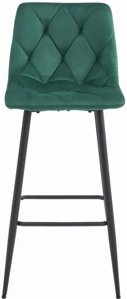 Set štyroch barových stoličiek NADO zamatové tmavozelené (čierne nohy) 4 ks
