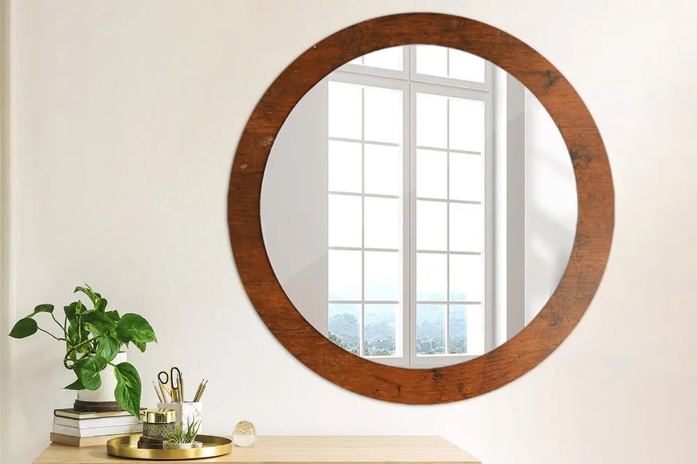 Okrúhle ozdobné zrkadlo Prírodné drevo fi 80 cm