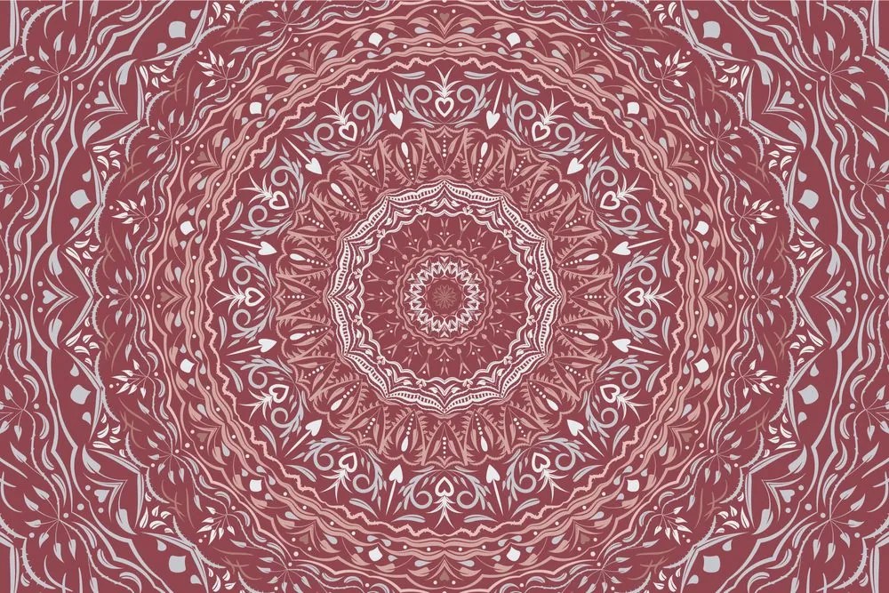 Tapeta Mandala vo vintage štýle v ružovom odtieni