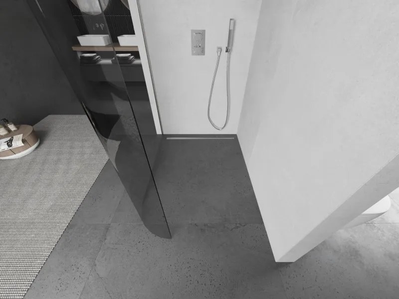 Mexen Kioto L, sprchová zástena Walk-In 90 x 200 cm, 8mm číre sklo, brúsená oceľ profil, 800-090-103-97-06