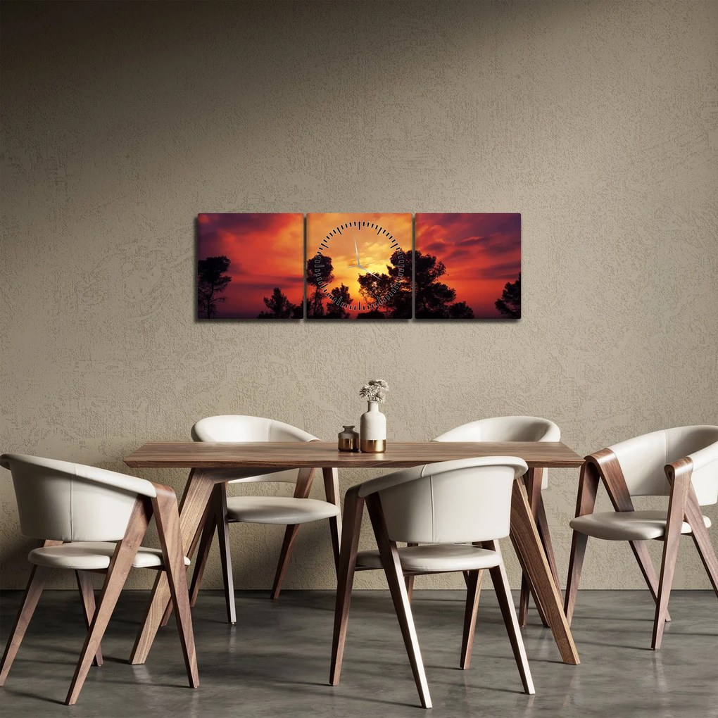 Obraz západu slnka (s hodinami) (90x30 cm)
