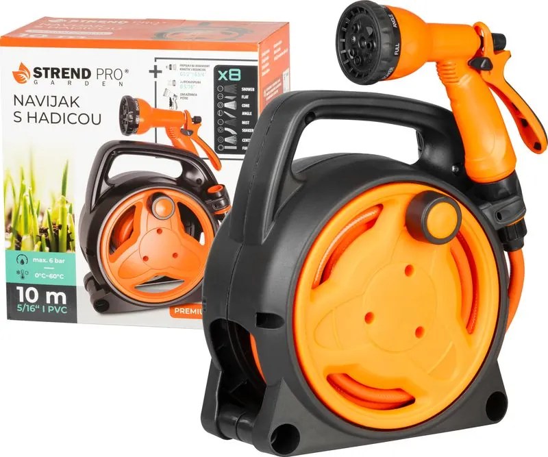 Navíjač Strend Pro Garden, so záhradnou hadicou, pištoľ, 10m, 5/16