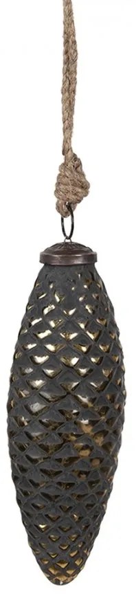 Čiernozlatá sklenená vianočná ozdoba v tvare šišky M - Ø 6*5*17 cm