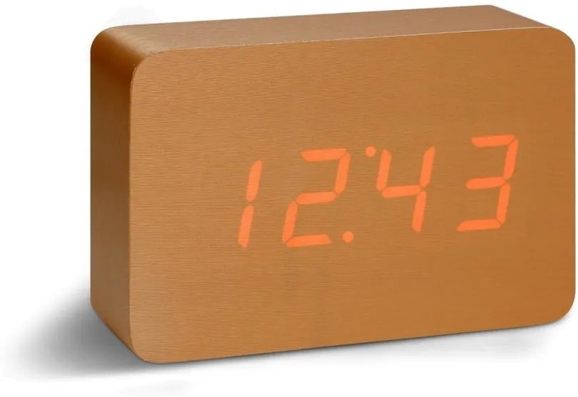 Oranžový budík s červeným LED displejom Gingko Brick Click Clock