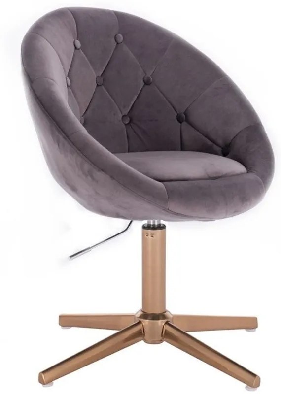 LuxuryForm DESIGN Kreslo VERA VELUR na zlatom kríži - tmavo šedé