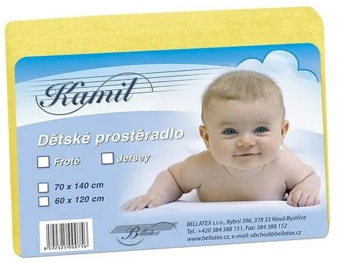 Bellatex Detské froté prestieradlo, žltá, 60 x 120 cm