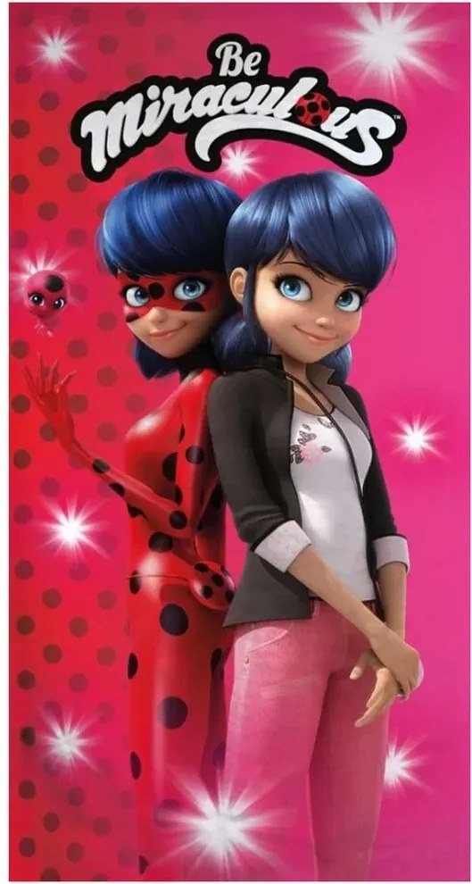 Rýchloschnúca plážová osuška z mikrovlákna Čarovná Lienka - Miraculous Ladybug - 70 x 140 cm