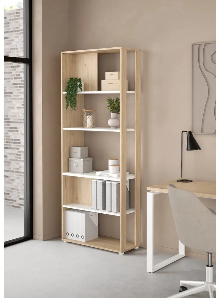 Knižnica v dekore duba v bielo-prírodnej farbe 80x205 cm Sign – Tvilum