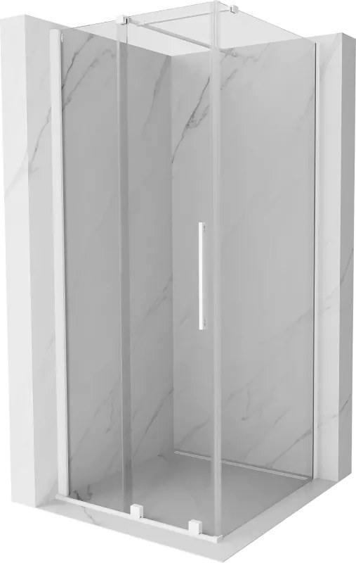 Mexen Velar, sprchový kút s posuvnými dverami 90(dvere) x 90(stena) cm, 8mm číre sklo, biela, 871-090-090-01-20