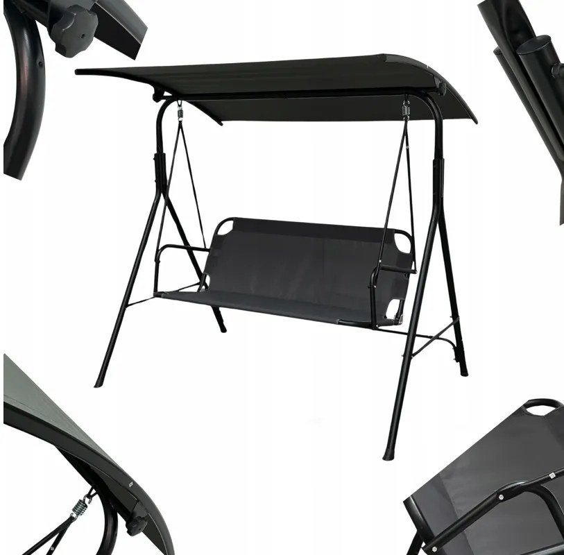 Záhradná hojdačka pre 3 osoby 4006D – tmavosivá