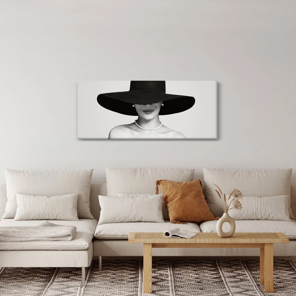 Obraz - Žena s klobúkom (120x50 cm)
