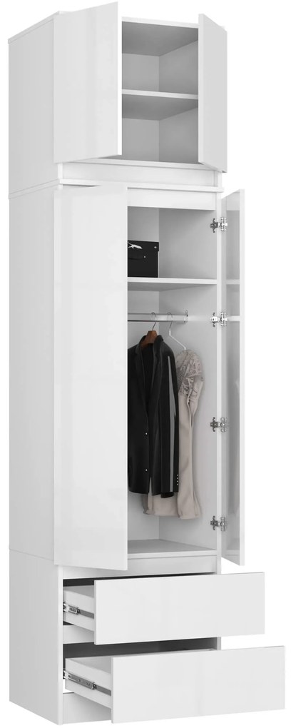 Šatníková skriňa s nástavcom STAR VX 60 cm biela