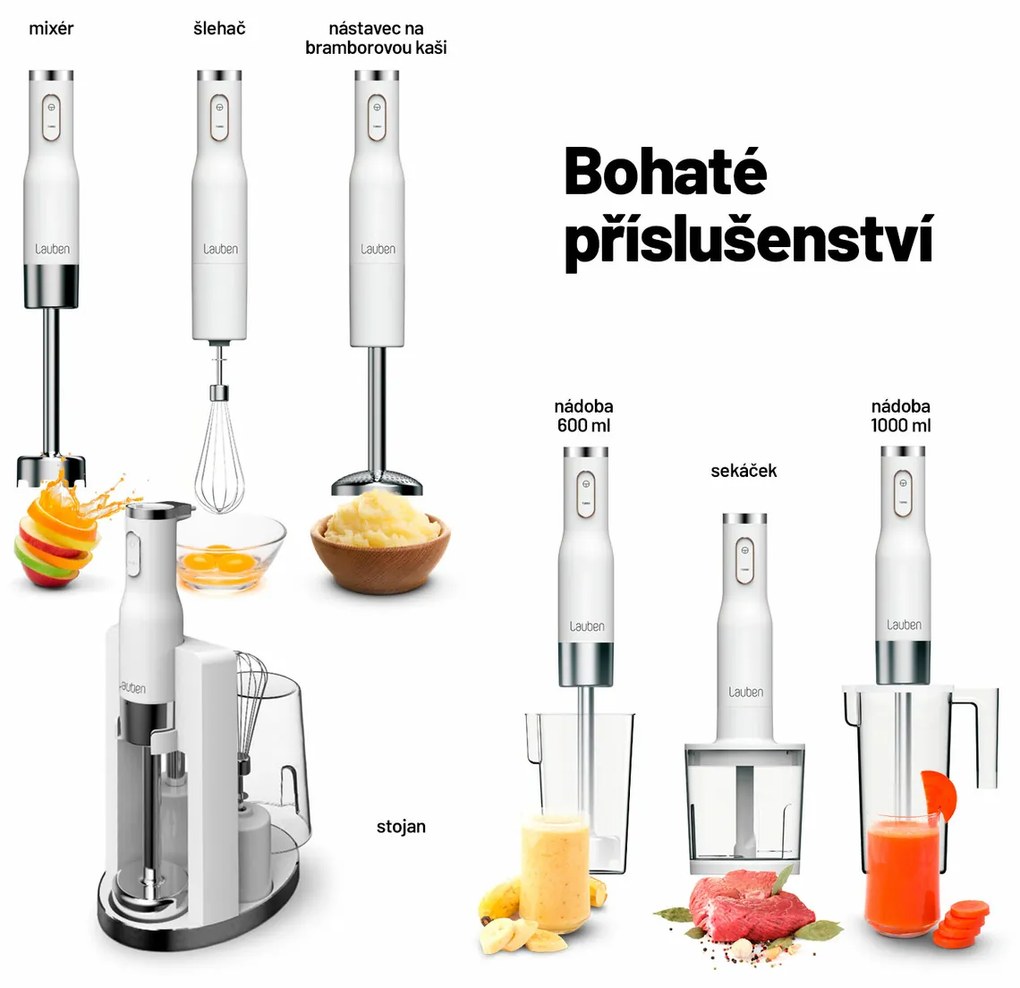 Lauben Stick Blender 800WT - tyčový mixér LBNSB800WT