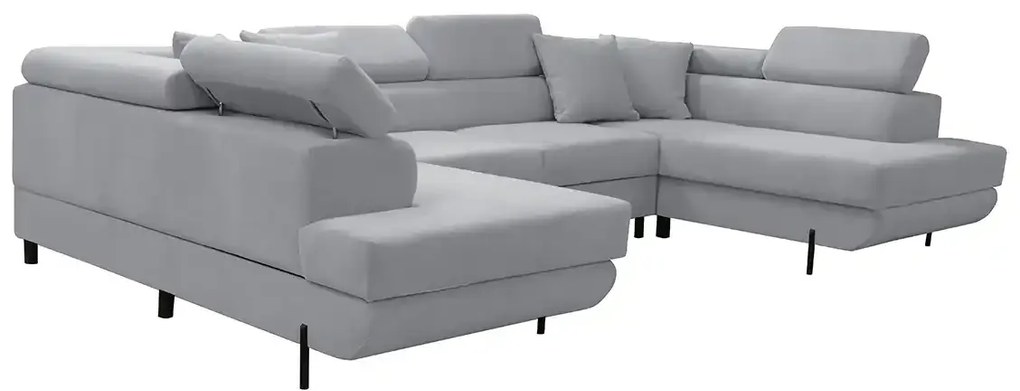 Rohová sedacia súprava - U s funkciou spania, vlnové pružiny SAMSUN Sivá