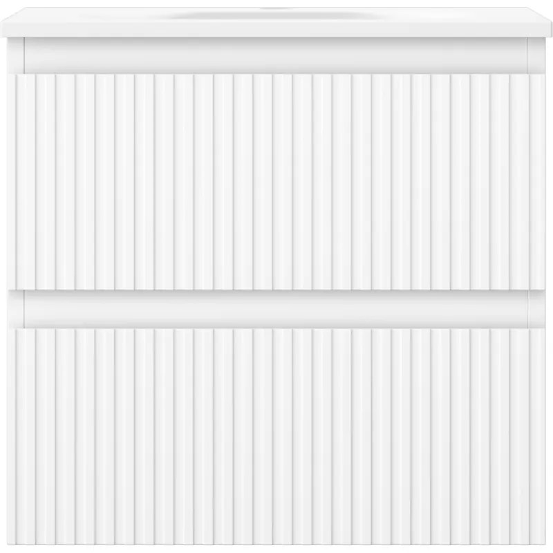 Mexen Rivel, kúpeľňová skrinka 50 cm s umývadlom Vela, 2 zásuvky, drážkovaná, biela matná, 91A20-05047-2-BFF01-W23M01