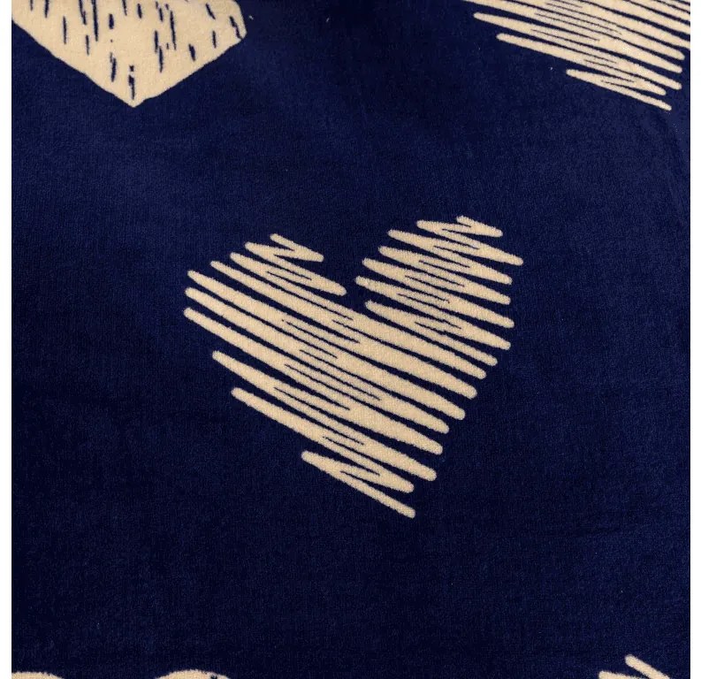 Obliečky mikroplyš GOLDEN HEARTS tmavo modré Rozmer obliečky: 2 ks 70 x 90 cm | 200 x 220 cm