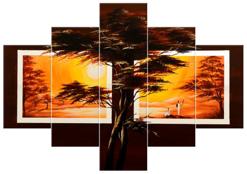 Gario Ručne maľovaný obraz Úspešný lov - 5 dielny Rozmery: 100 x 70 cm