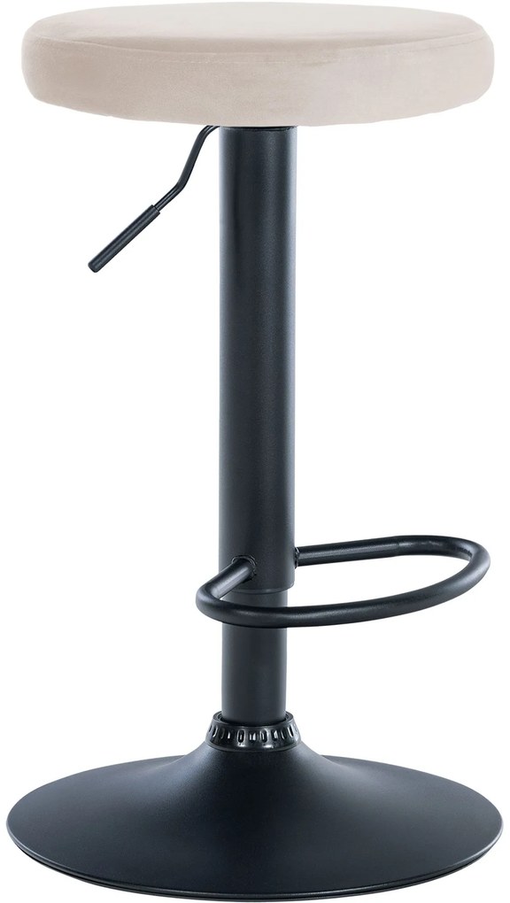 Barová stolička Ponte - zamat, čierny rám - Krémová