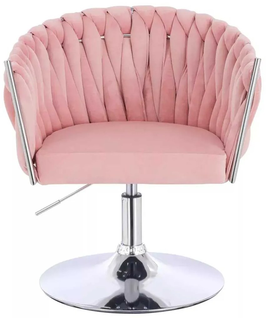 LuxuryForm DESIGN Stolička NORDEN VELUR na striebornom tanieri - ružová