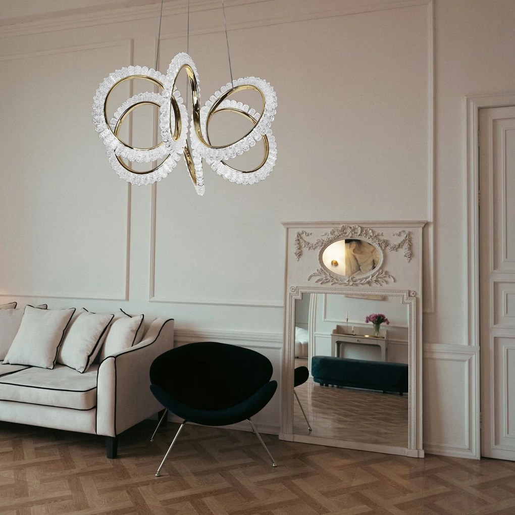 Toolight Toolight, LED závesné osvetlenie 50cm, G037-CP, zlatá lesklá, OSW-06304