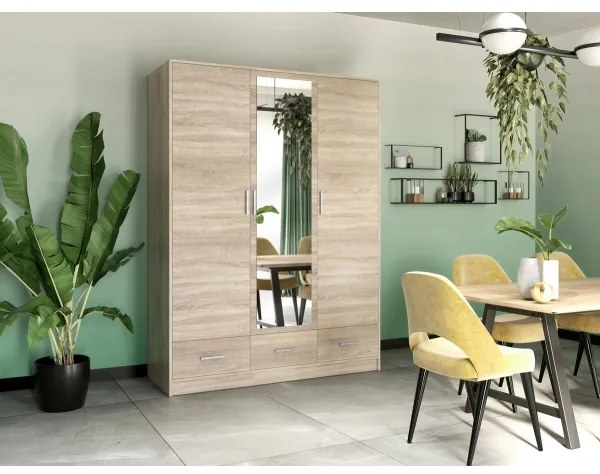 Šatní skriňa so zrkadlom SANNA 150x215 cm dub sonoma